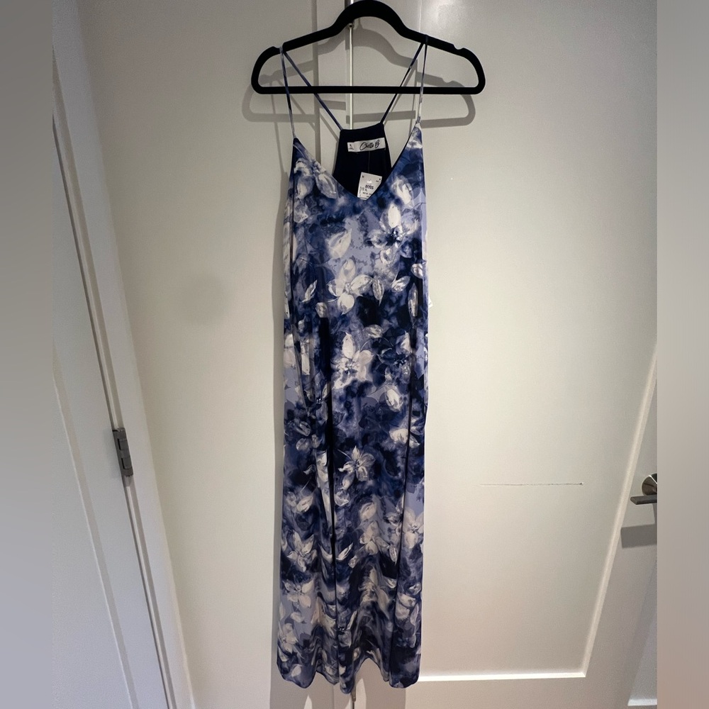Blue floral maxi shift dress